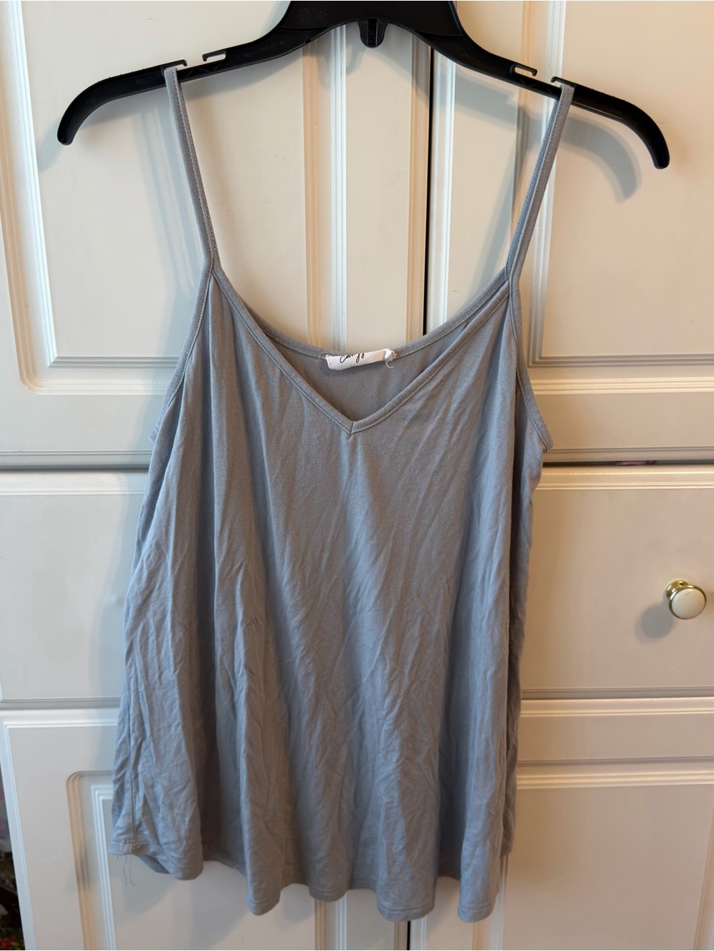 Carly Jean Los Angeles Dusty Blue V-Neck Spaghetti Strap Camisole Tank Top